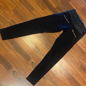 ADAY Black Leggings with Gold Zipper Accents